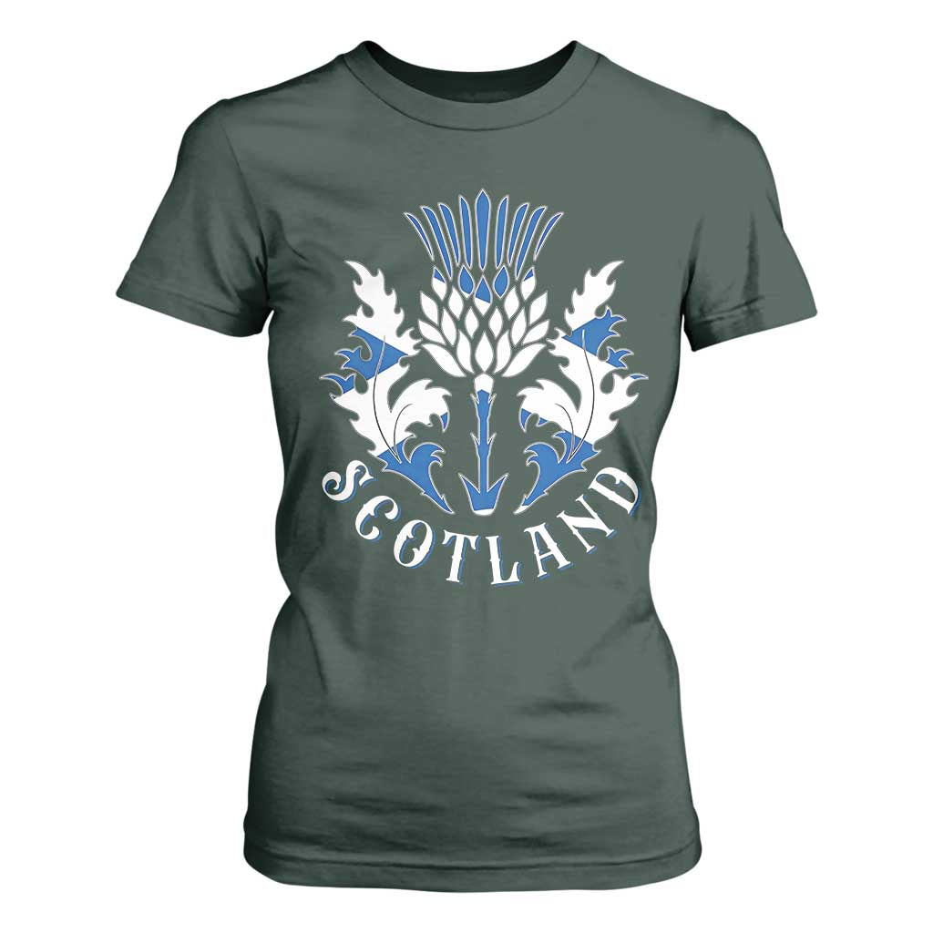 Scotland Thistle Floral Emblem T Shirt For Women Stylized Gothic Heraldry Scottish Heritage Pride