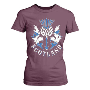 Scotland Thistle Floral Emblem T Shirt For Women Stylized Gothic Heraldry Scottish Heritage Pride