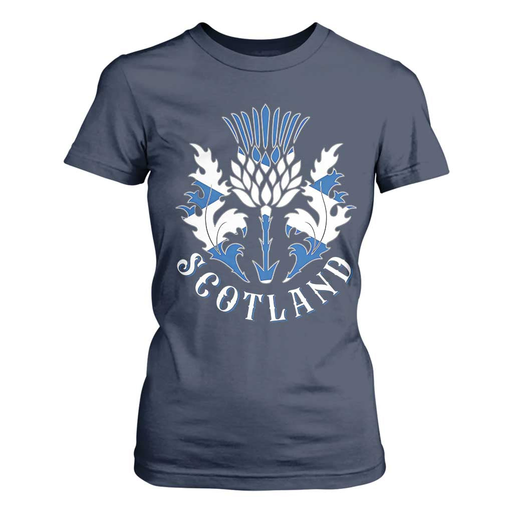 Scotland Thistle Floral Emblem T Shirt For Women Stylized Gothic Heraldry Scottish Heritage Pride