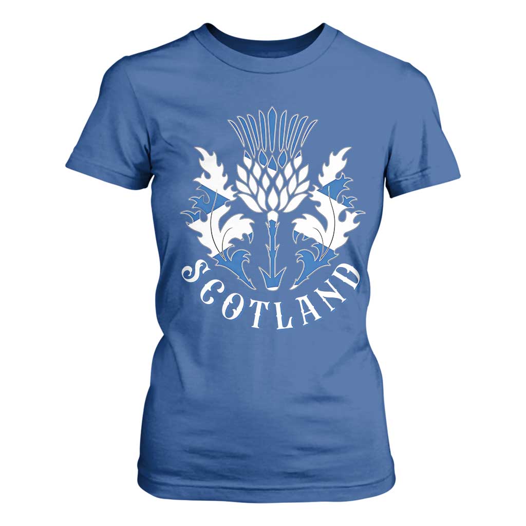 Scotland Thistle Floral Emblem T Shirt For Women Stylized Gothic Heraldry Scottish Heritage Pride