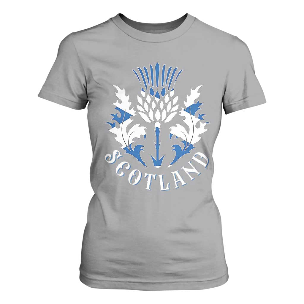 Scotland Thistle Floral Emblem T Shirt For Women Stylized Gothic Heraldry Scottish Heritage Pride