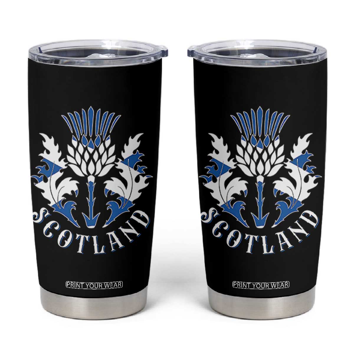 Scotland Thistle Floral Emblem Tumbler Cup Stylized Gothic Heraldry Scottish Heritage Pride