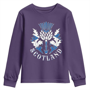 Scotland Thistle Floral Emblem Youth Sweatshirt Stylized Gothic Heraldry Scottish Heritage Pride