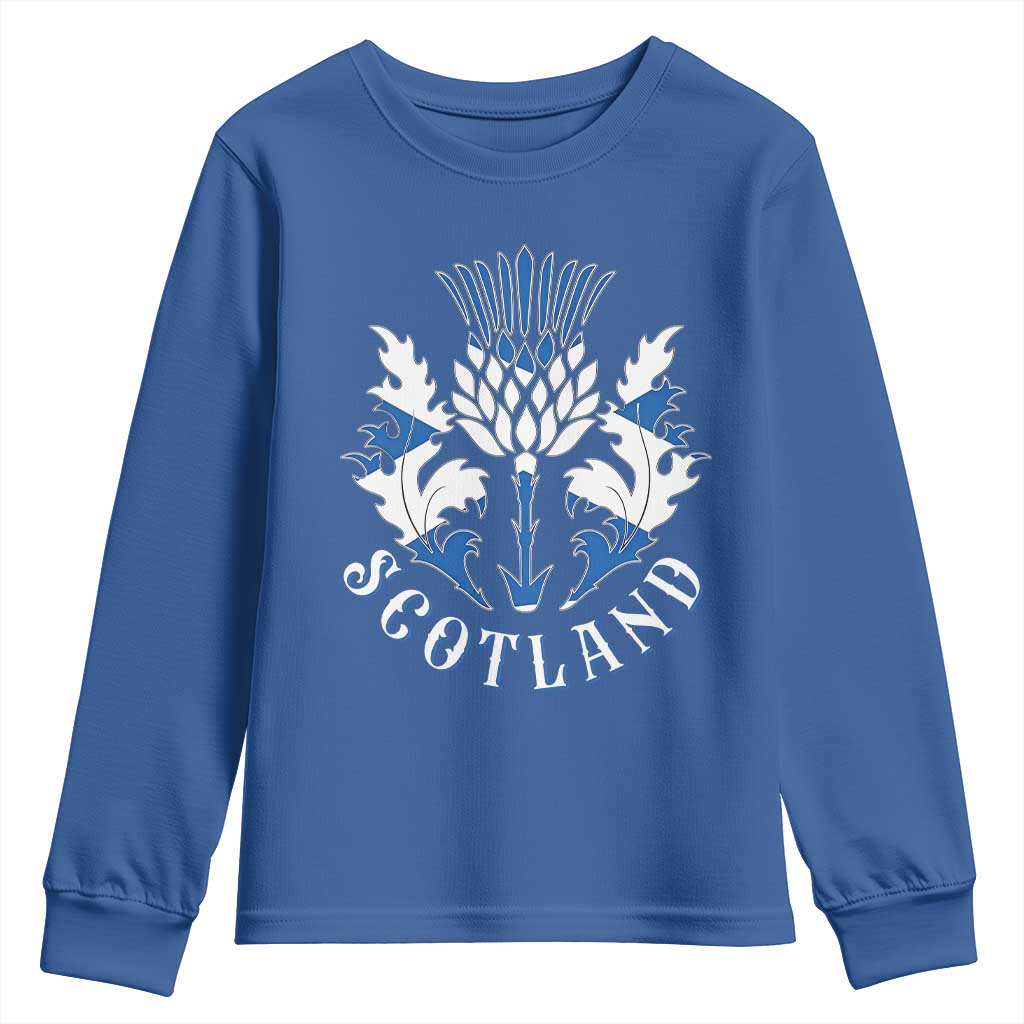 Scotland Thistle Floral Emblem Youth Sweatshirt Stylized Gothic Heraldry Scottish Heritage Pride