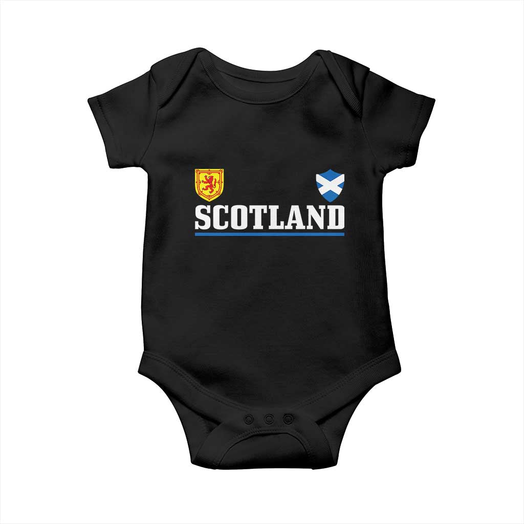 Scotland Dual Crest Lion Rampant Shield Saltire Flag Baby Onesie Football Fans Match Day TS02 Black Print Your Wear