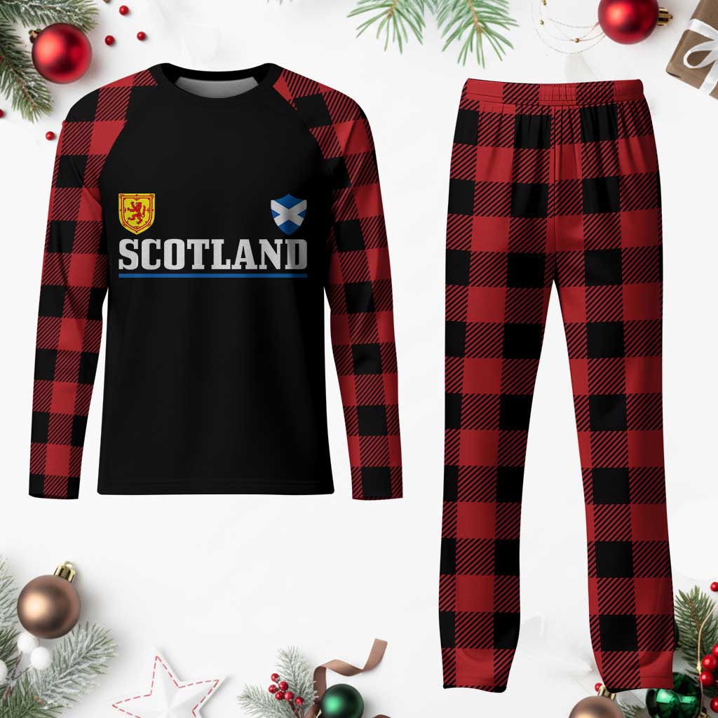 Scotland Dual Crest Lion Rampant Shield Saltire Flag Plaid Pajama Set Football Fans Match Day TS02 Buffalo Plaid Print Your Wear