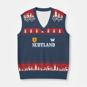Scotland Dual Crest Lion Rampant Shield Saltire Flag V-Neck Knit Sweater Vest Football Fans Match Day
