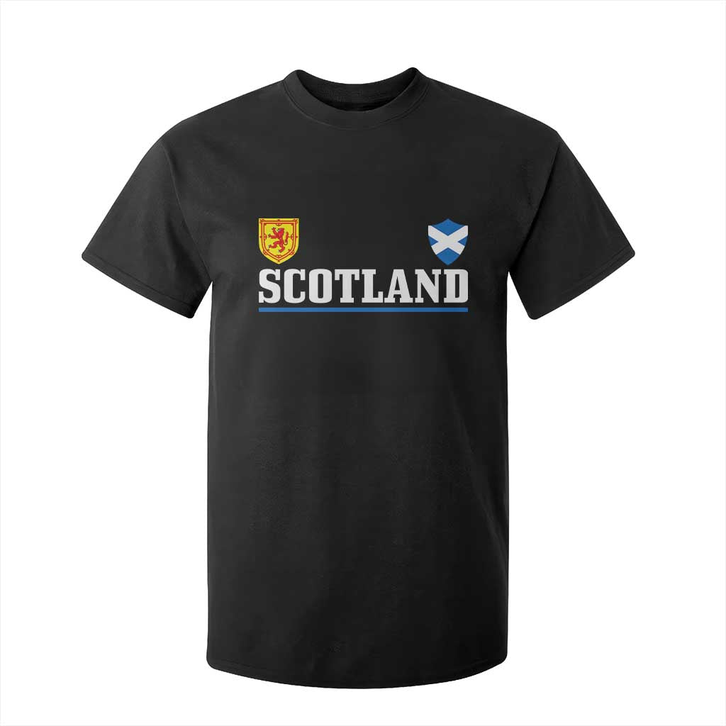 Scotland Dual Crest Lion Rampant Shield Saltire Flag T Shirt For Kid Football Fans Match Day