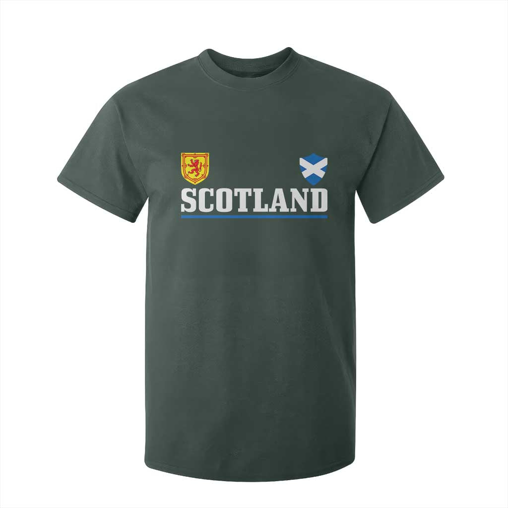Scotland Dual Crest Lion Rampant Shield Saltire Flag T Shirt For Kid Football Fans Match Day