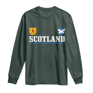 Scotland Dual Crest Lion Rampant Shield Saltire Flag Long Sleeve Shirt Football Fans Match Day