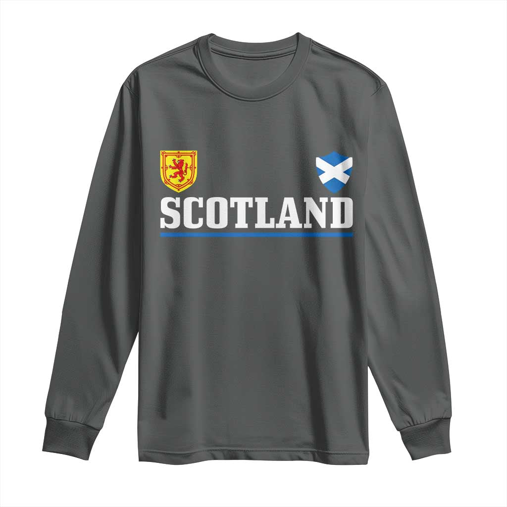 Scotland Dual Crest Lion Rampant Shield Saltire Flag Long Sleeve Shirt Football Fans Match Day