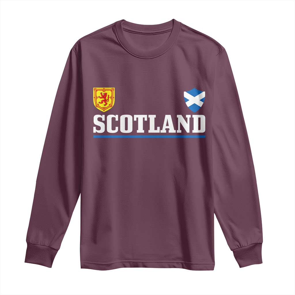 Scotland Dual Crest Lion Rampant Shield Saltire Flag Long Sleeve Shirt Football Fans Match Day