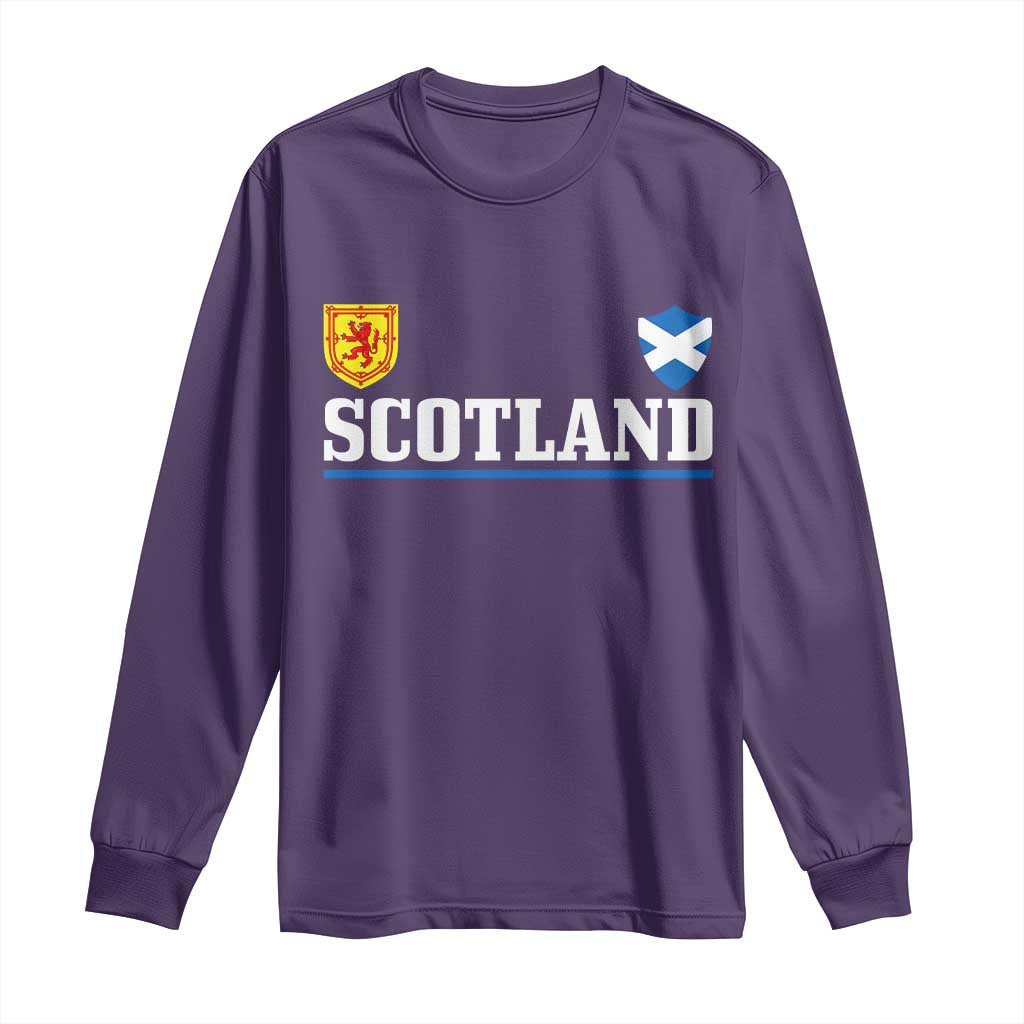 Scotland Dual Crest Lion Rampant Shield Saltire Flag Long Sleeve Shirt Football Fans Match Day