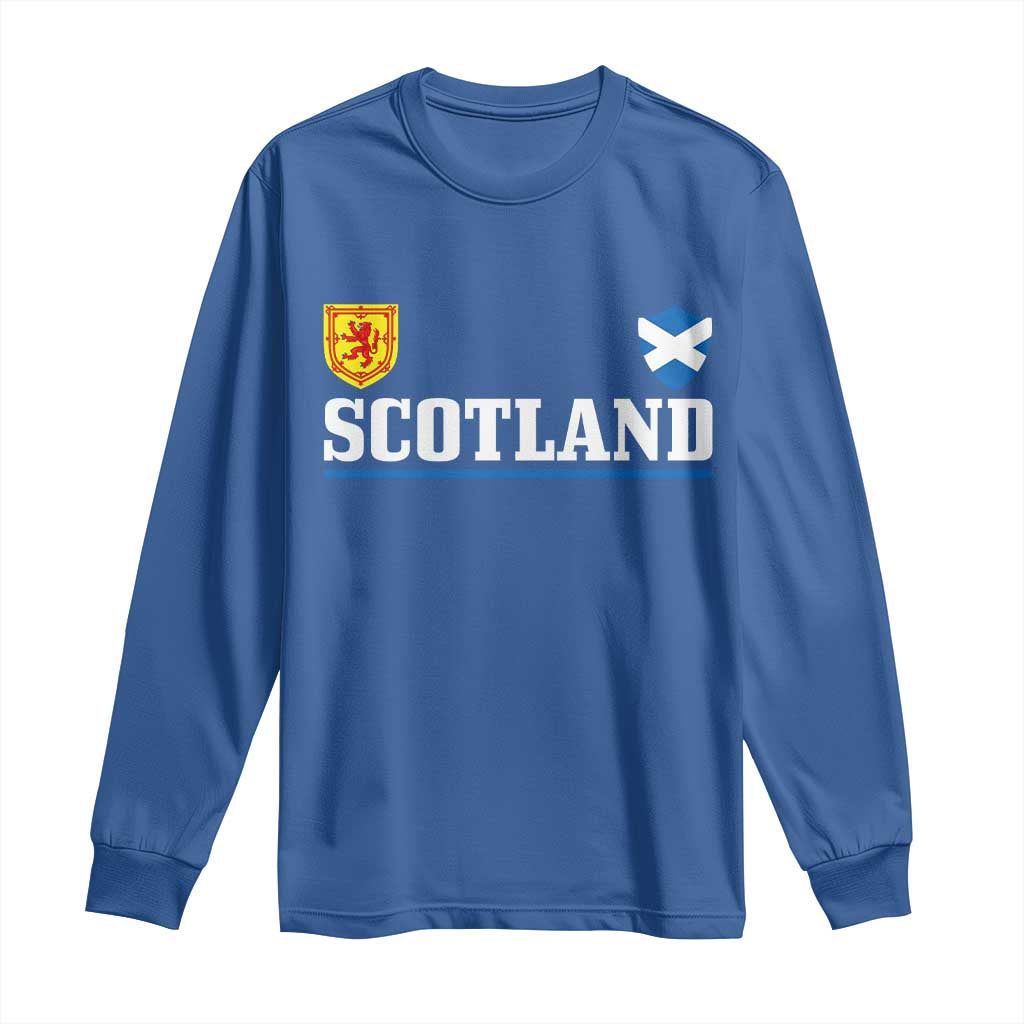 Scotland Dual Crest Lion Rampant Shield Saltire Flag Long Sleeve Shirt Football Fans Match Day