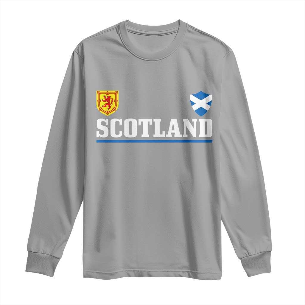 Scotland Dual Crest Lion Rampant Shield Saltire Flag Long Sleeve Shirt Football Fans Match Day