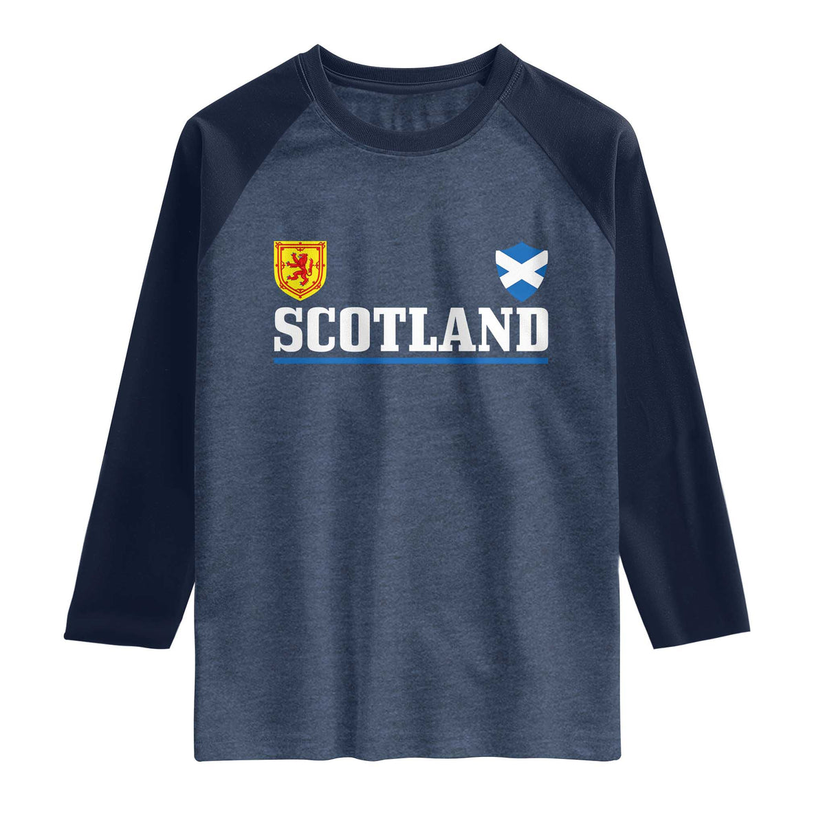 Scotland Dual Crest Lion Rampant Shield Saltire Flag Raglan Shirt Football Fans Match Day