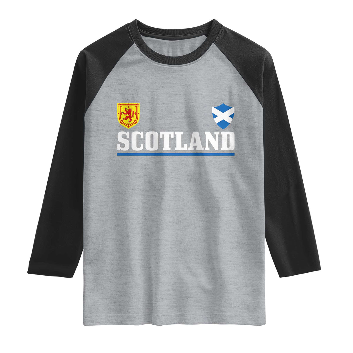 Scotland Dual Crest Lion Rampant Shield Saltire Flag Raglan Shirt Football Fans Match Day