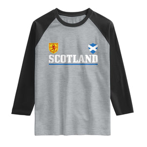 Scotland Dual Crest Lion Rampant Shield Saltire Flag Raglan Shirt Football Fans Match Day
