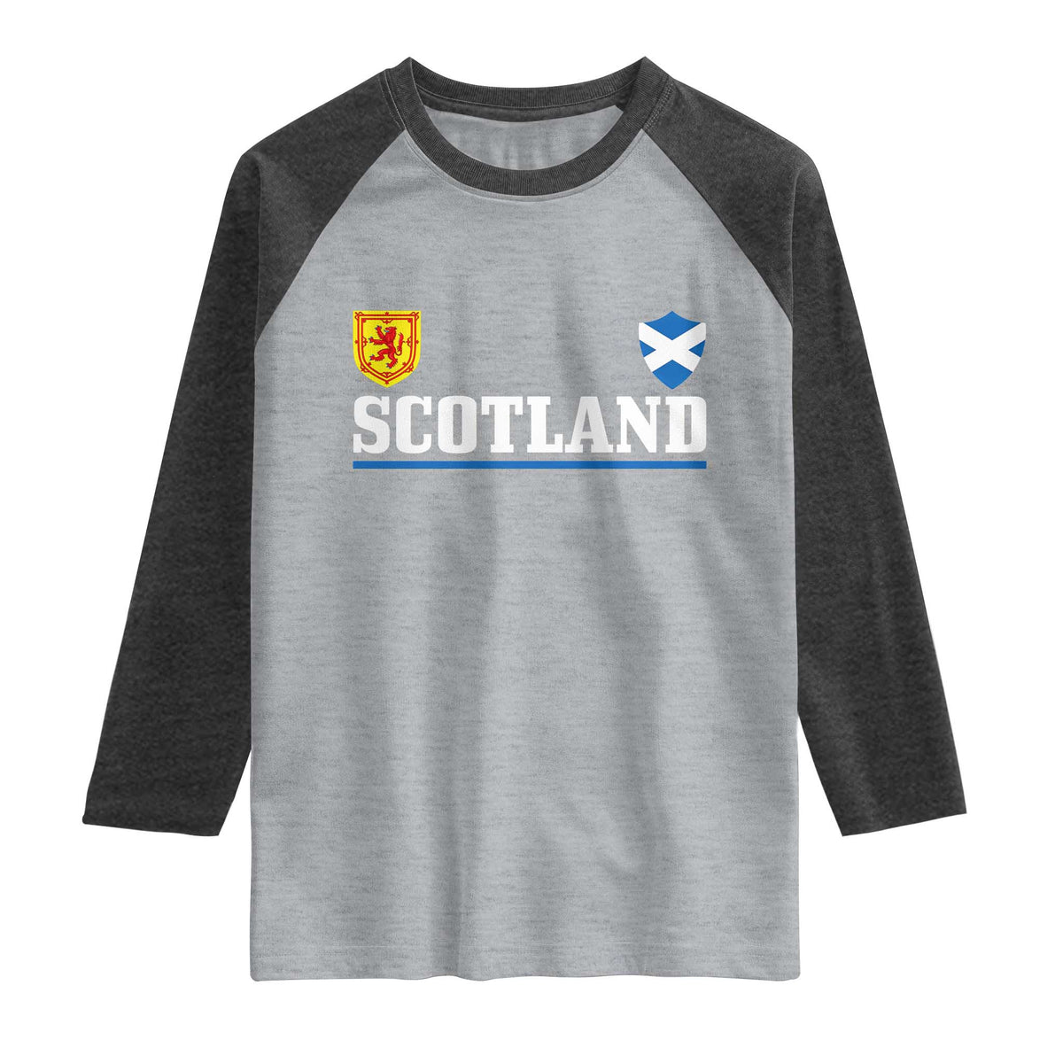 Scotland Dual Crest Lion Rampant Shield Saltire Flag Raglan Shirt Football Fans Match Day