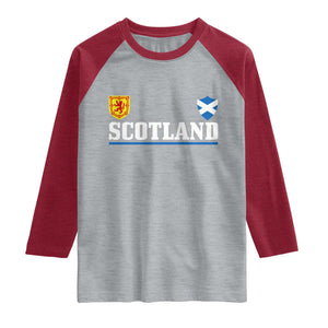 Scotland Dual Crest Lion Rampant Shield Saltire Flag Raglan Shirt Football Fans Match Day
