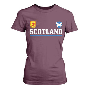 Scotland Dual Crest Lion Rampant Shield Saltire Flag T Shirt For Women Football Fans Match Day