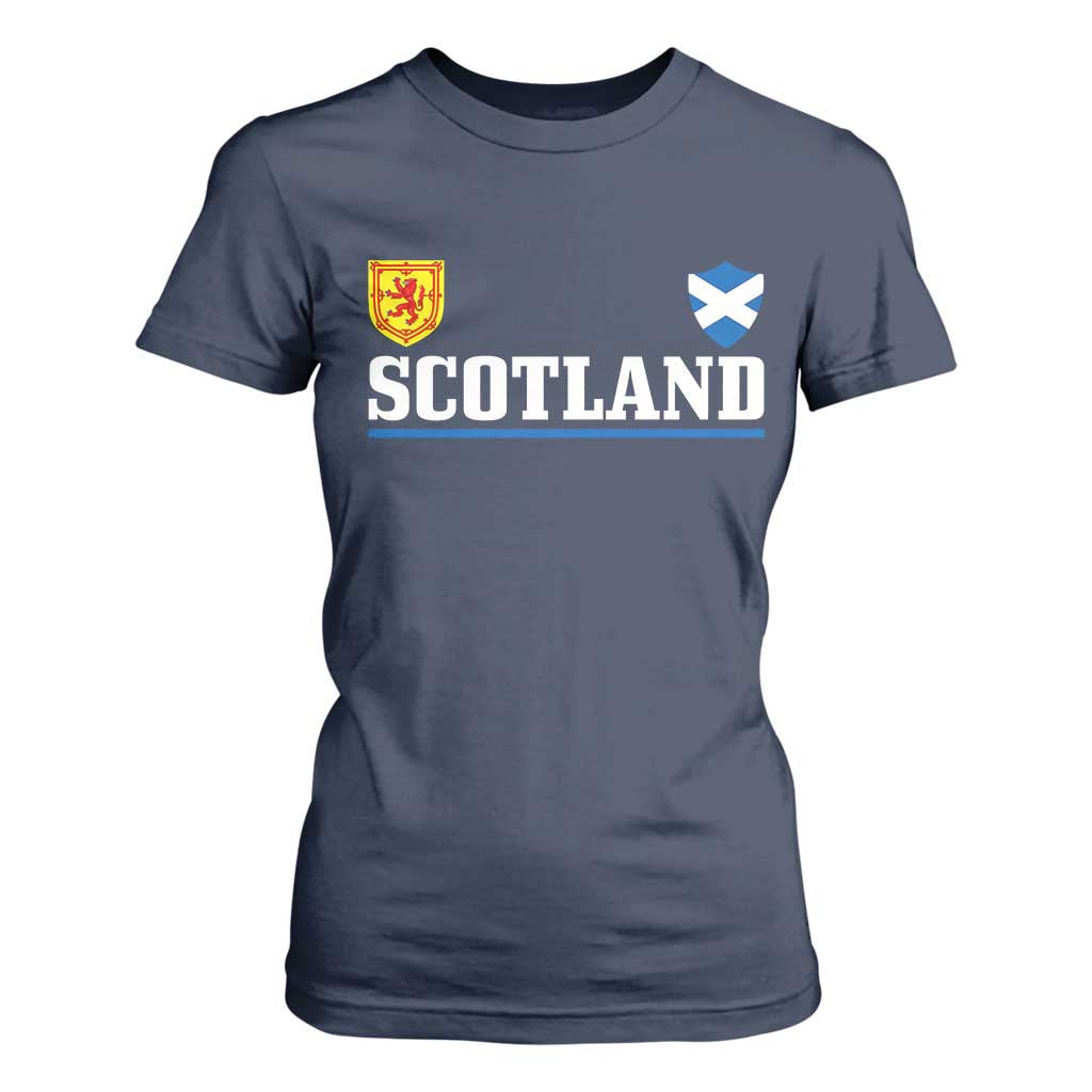 Scotland Dual Crest Lion Rampant Shield Saltire Flag T Shirt For Women Football Fans Match Day
