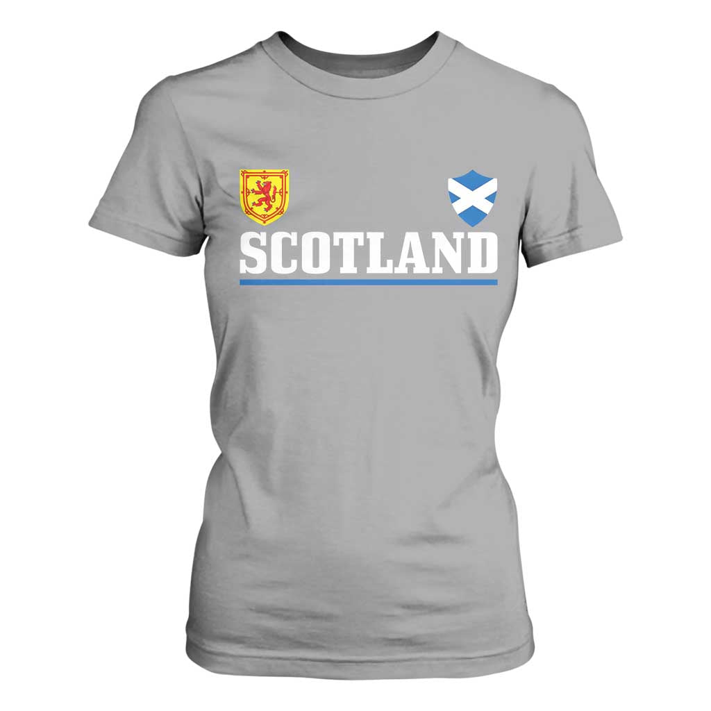 Scotland Dual Crest Lion Rampant Shield Saltire Flag T Shirt For Women Football Fans Match Day