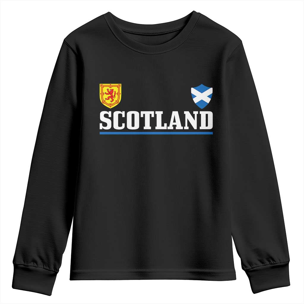 Scotland Dual Crest Lion Rampant Shield Saltire Flag Youth Sweatshirt Football Fans Match Day TS02 Black Print Your Wear