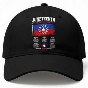 Educational Juneteenth Flag Symbolism Infographic Baseball Cap Freedom Day June 19 1865 History Meaning