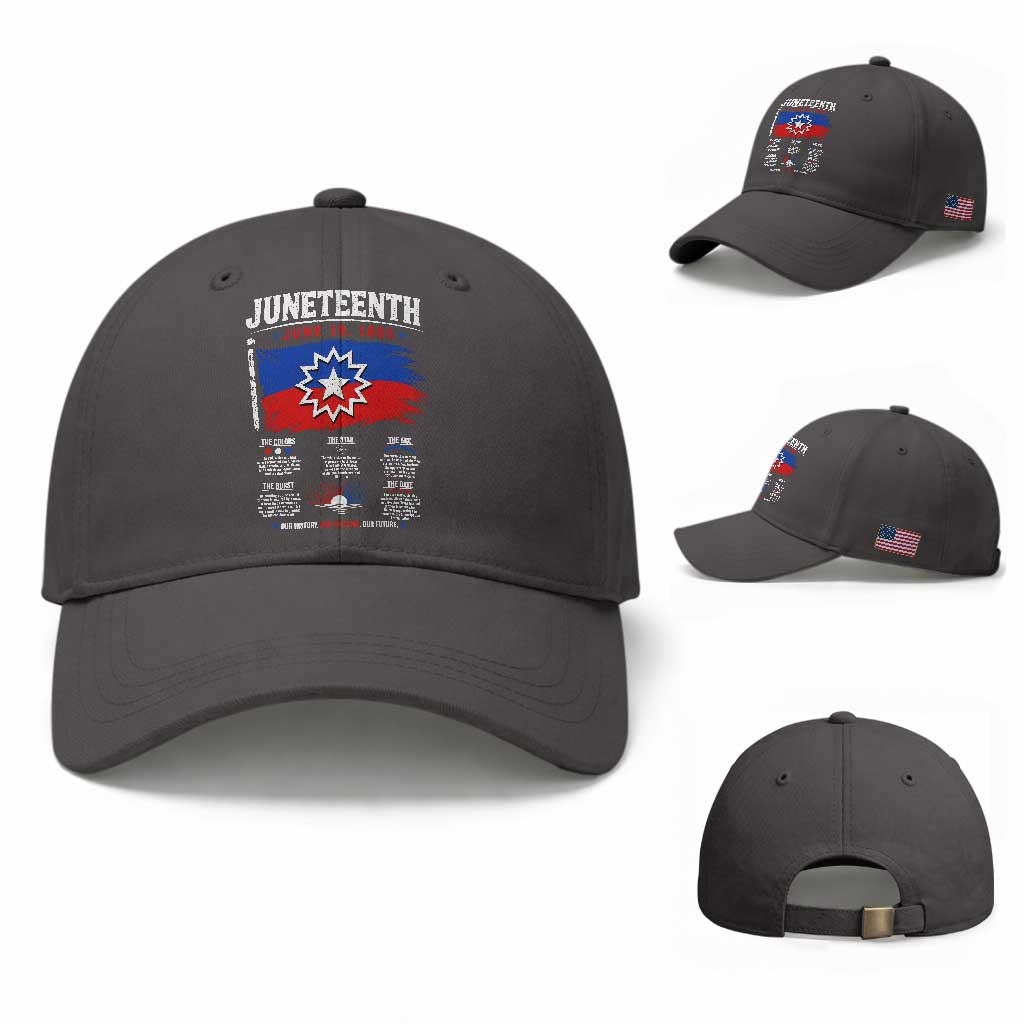 Educational Juneteenth Flag Symbolism Infographic Baseball Cap Freedom Day June 19 1865 History Meaning