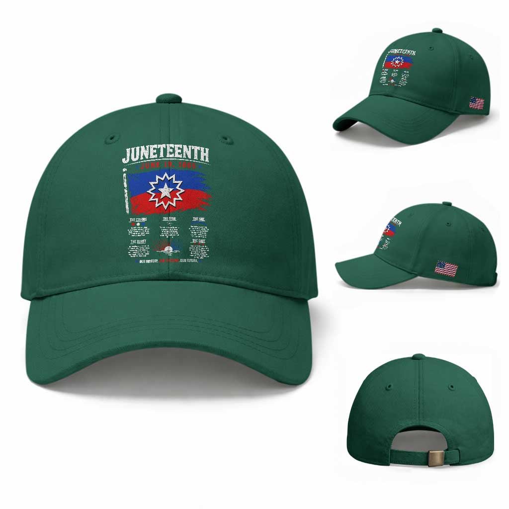 Educational Juneteenth Flag Symbolism Infographic Baseball Cap Freedom Day June 19 1865 History Meaning