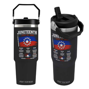 Educational Juneteenth Flag Symbolism Infographic Flip Straw Tumbler Freedom Day June 19 1865 History Meaning