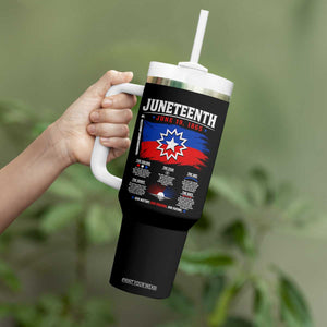 Educational Juneteenth Flag Symbolism Infographic Tumbler With Handle Freedom Day June 19 1865 History Meaning