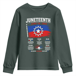 Educational Juneteenth Flag Symbolism Infographic Youth Sweatshirt Freedom Day June 19 1865 History Meaning