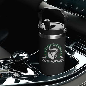 Allez Les Elephants Cote d'Ivoire Soccer Fan Flip Straw Tumbler Ivory Coast Pride Football Lovers