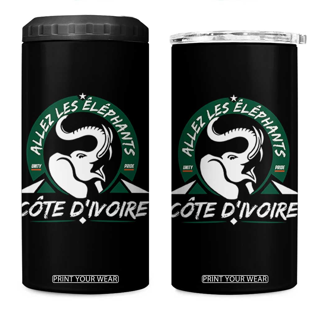 Allez Les Elephants Cote d'Ivoire Soccer Fan 4 in 1 Can Cooler Tumbler Ivory Coast Pride Football Lovers