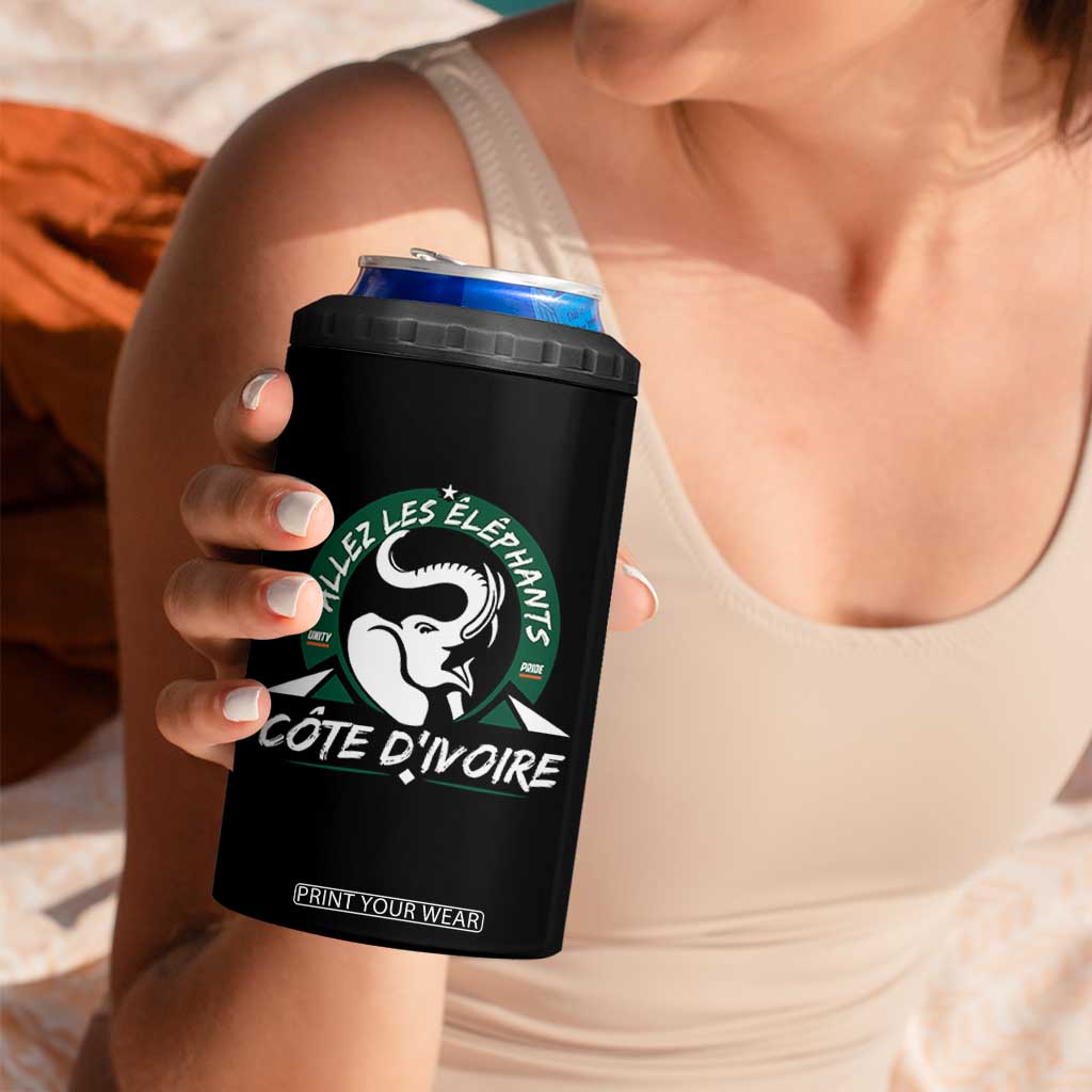 Allez Les Elephants Cote d'Ivoire Soccer Fan 4 in 1 Can Cooler Tumbler Ivory Coast Pride Football Lovers