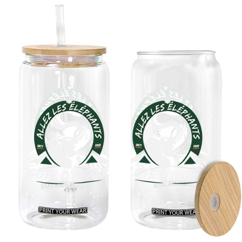 Allez Les Elephants Cote d'Ivoire Soccer Fan Glass Can Ivory Coast Pride Football Lovers