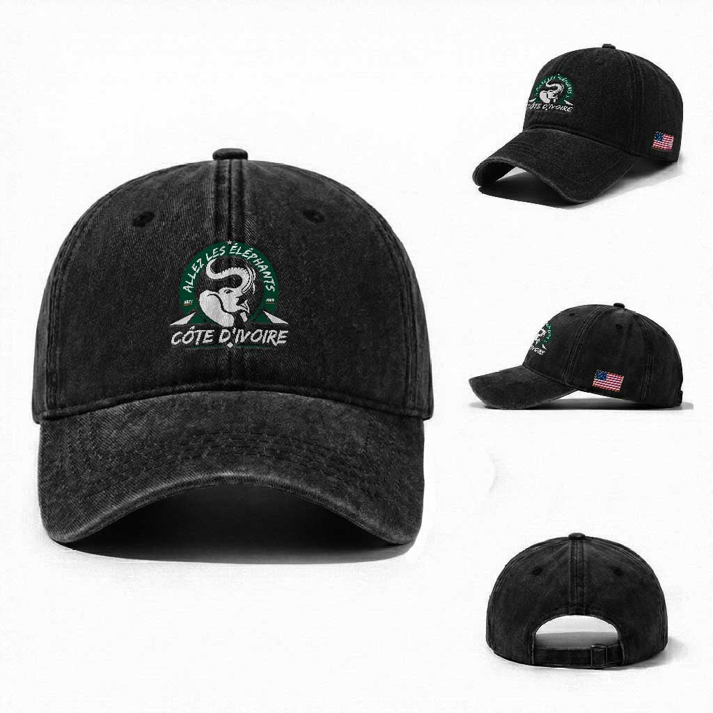 Allez Les Elephants Cote d'Ivoire Soccer Fan Washed Cotton Baseball Cap Ivory Coast Pride Football Lovers