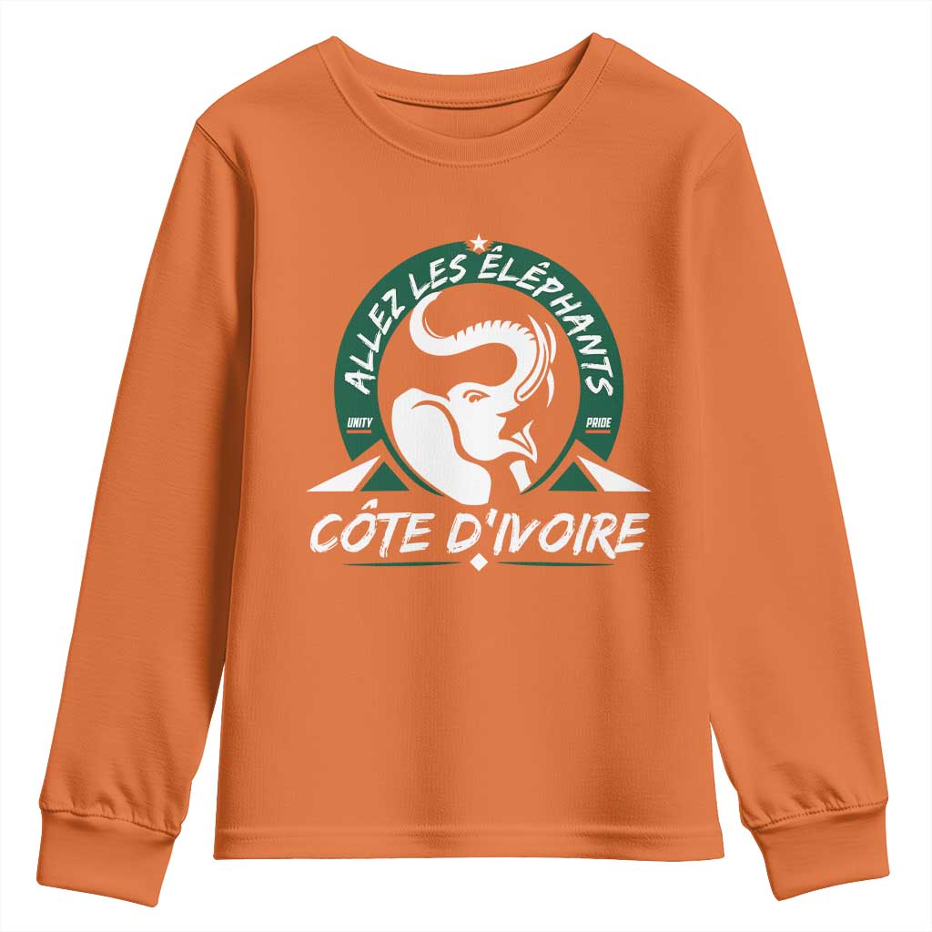 Allez Les Elephants Cote d'Ivoire Soccer Fan Youth Sweatshirt Ivory Coast Pride Football Lovers TS02 Orange Print Your Wear