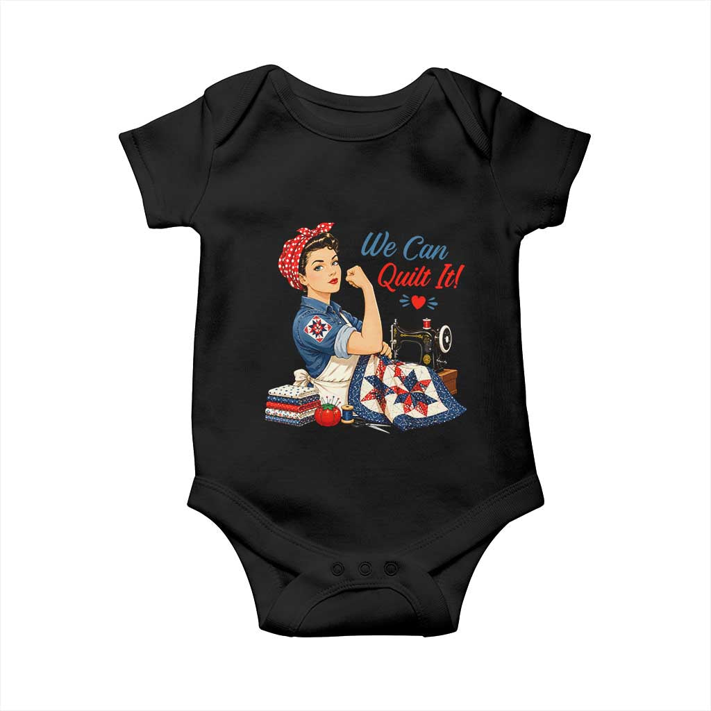 Funny Rosie We Can Quilt It Baby Onesie Quilting Sewing Crafty Joke TS02 Black Print Your Wear
