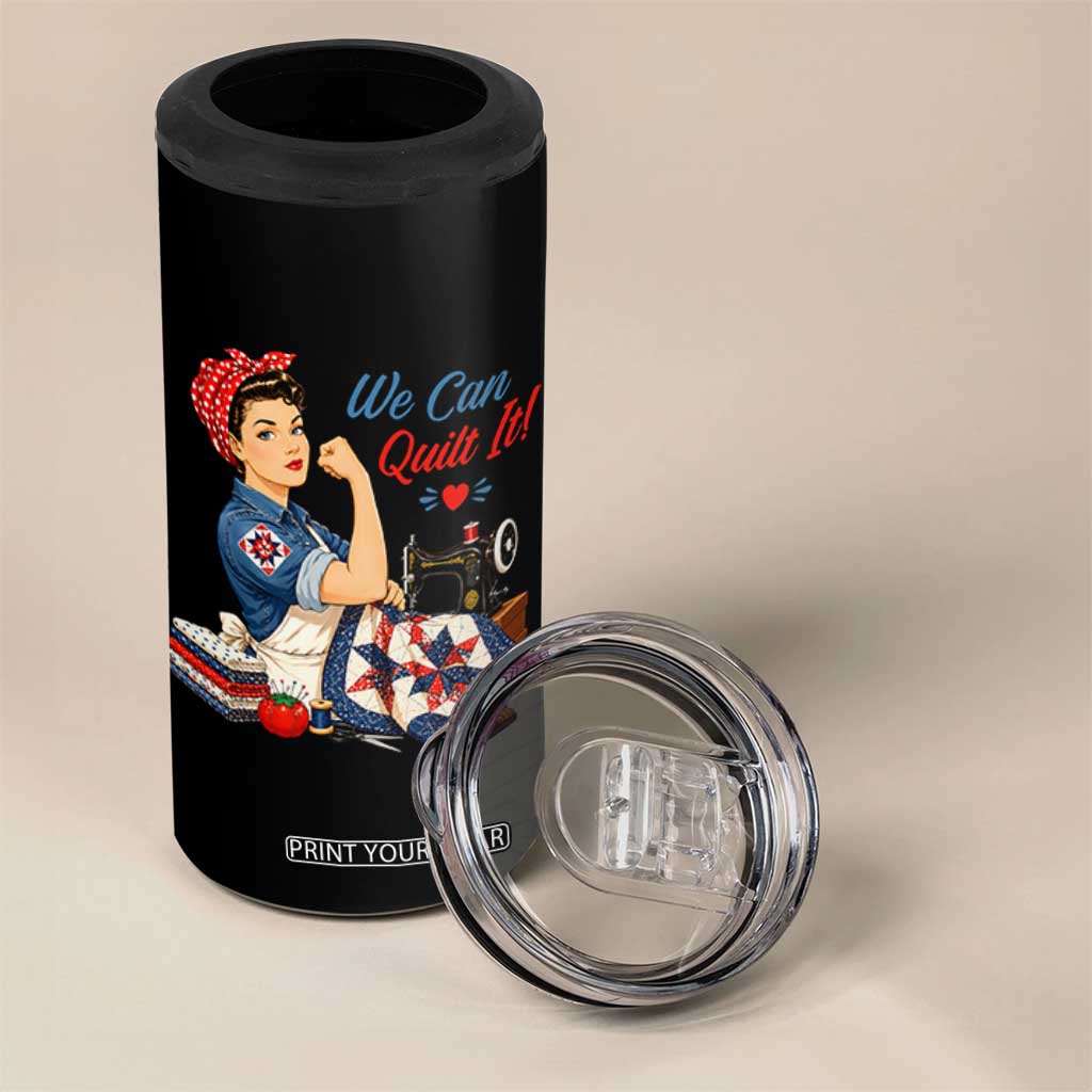 Funny Rosie We Can Quilt It 4 in 1 Can Cooler Tumbler Quilting Sewing Crafty Joke