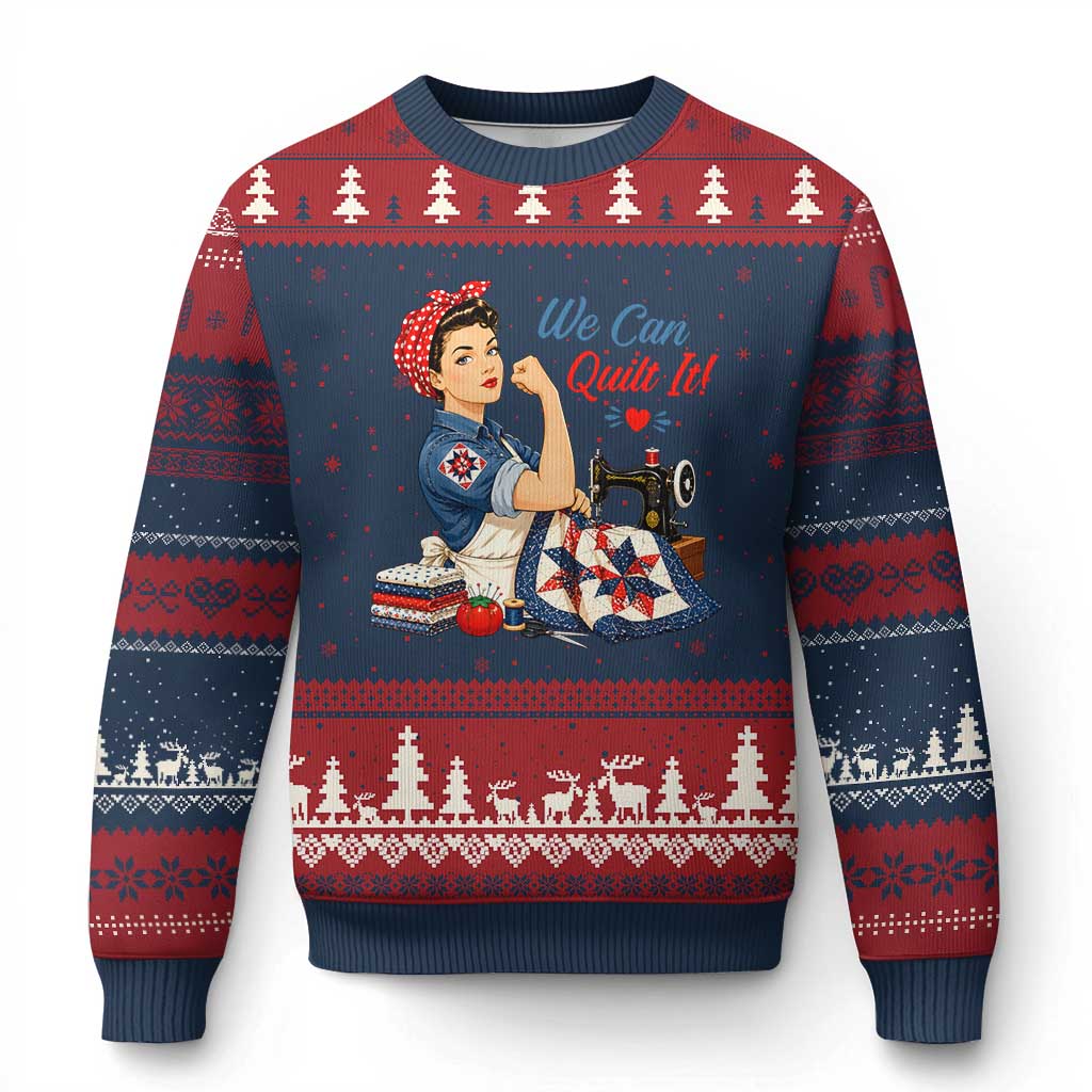 Funny Rosie We Can Quilt It Ugly Christmas Sweater Quilting Sewing Crafty Joke