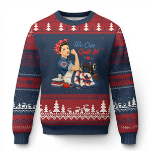 Funny Rosie We Can Quilt It Ugly Christmas Sweater Quilting Sewing Crafty Joke
