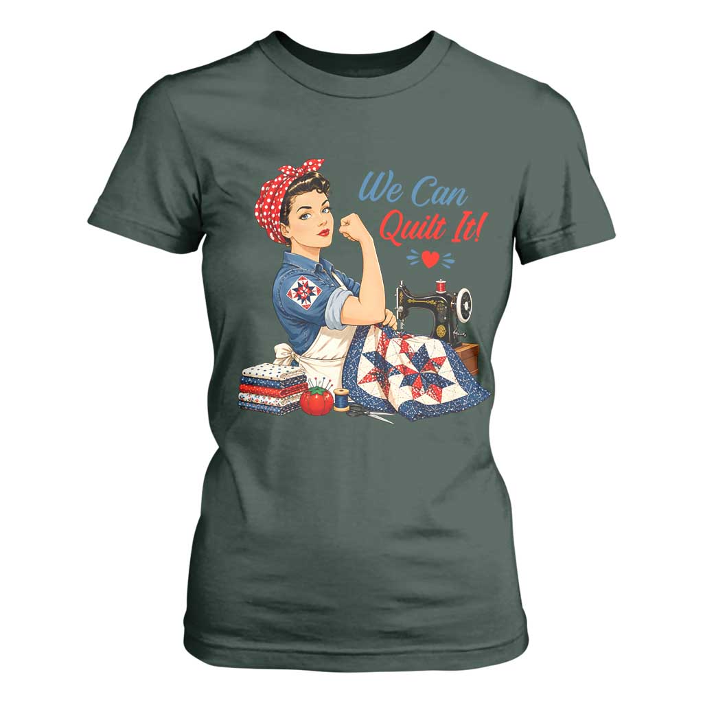 Funny Rosie We Can Quilt It T Shirt For Women Quilting Sewing Crafty Joke