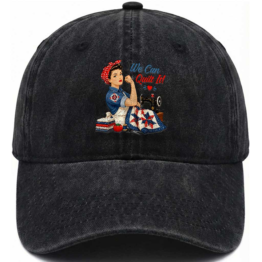Funny Rosie We Can Quilt It Washed Cotton Baseball Cap Quilting Sewing Crafty Joke TS02 Print Your Wear