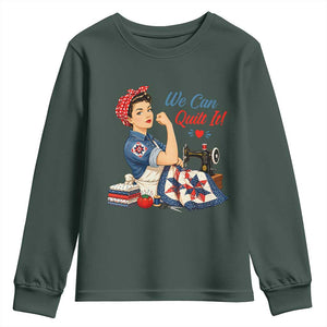 Funny Rosie We Can Quilt It Youth Sweatshirt Quilting Sewing Crafty Joke