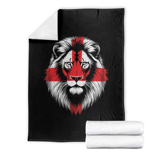 Majestic England Lion Face Graphic Throw Blanket Patriotic St. Georges Cross British Pride Heritage