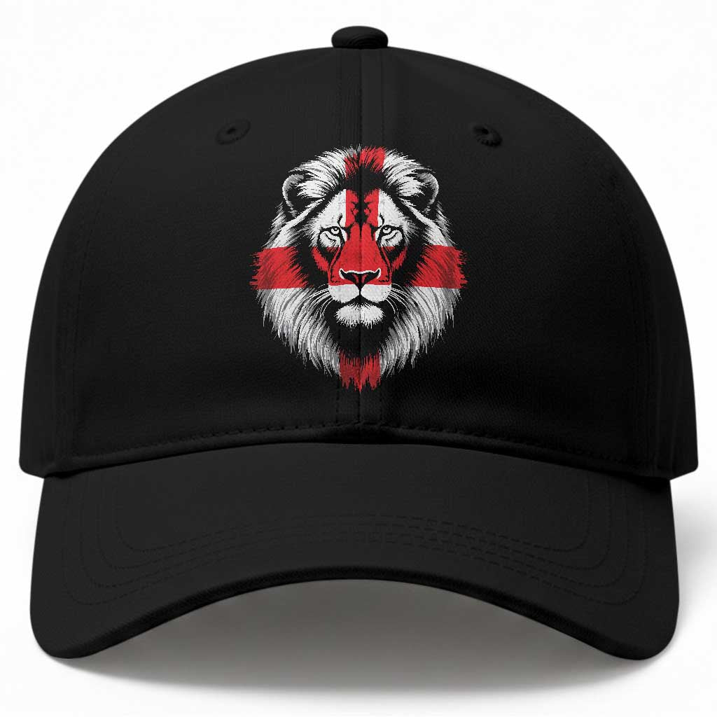Majestic England Lion Face Graphic Baseball Cap Patriotic St. Georges Cross British Pride Heritage