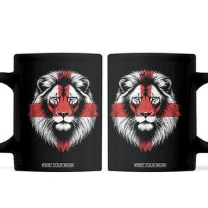 Majestic England Lion Face Graphic Coffee Mug Patriotic St. Georges Cross British Pride Heritage